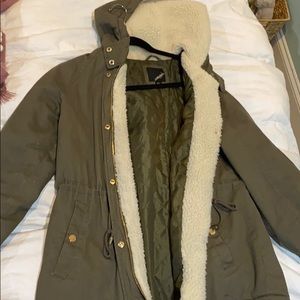 green jacket with hood